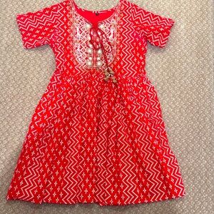 Red bandini sharara suit